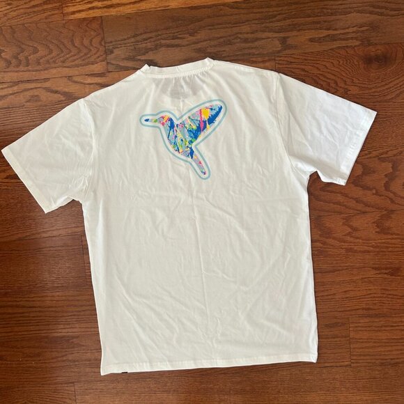 NWOT Birddogs Men's Splatterpaint Hummingbird Logo White Tee Shirt Size XL - Picture 10 of 11